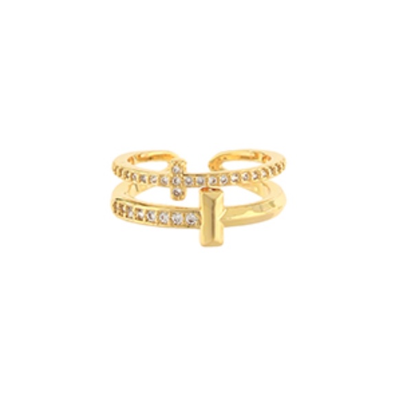 Pave Bar Open Ring - Picture 1 of 1